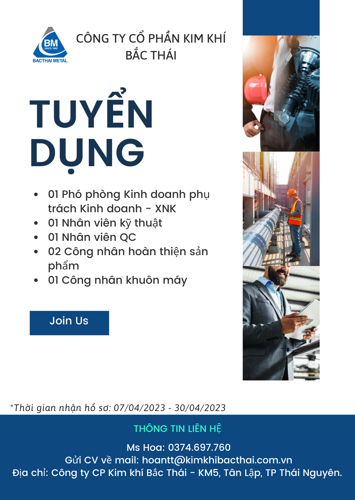 THÔNG BÁO TUYỂN DỤNG